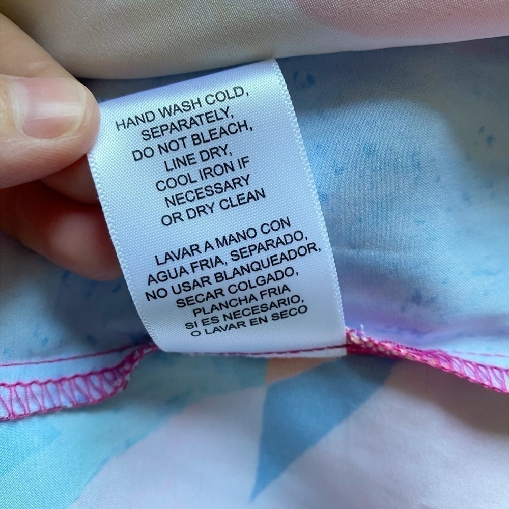 Nicole Miller Watercolor Mixed Print Satin Maxi Dress Pink Blue Plus Size 2X - Picture 9 of 16